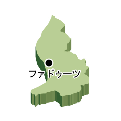 リヒテンシュタイン公国無料フリーイラスト｜首都名・立体(緑)